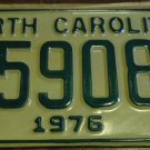 NOS 1976 E 59089 North Carolina license plate new old stock