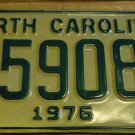 NOS 1976 E 59087 North Carolina license plate new old stock