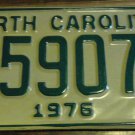 NOS 1976 E 59078 North Carolina license plate new old stock