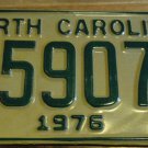 NOS 1976 E 59074 North Carolina license plate new old stock