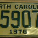 NOS 1976 E 59073 North Carolina license plate new old stock