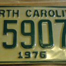 NOS 1976 E 59072 North Carolina license plate new old stock