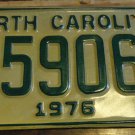 NOS 1976 E 59066 North Carolina license plate new old stock