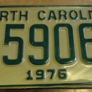NOS 1976 E 59064 North Carolina license plate new old stock