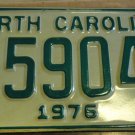 NOS 1976 E 59045 North Carolina license plate new old stock