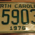 NOS 1976 E 59034 North Carolina license plate new old stock