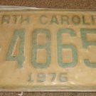 NOS 1976 E 48657 North Carolina license plate new old stock