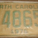 NOS 1976 E 48654 North Carolina license plate new old stock