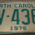 1976 AV 4364 North Carolina license plate