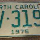 1976 AV 3191 North Carolina license plate