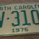 1976 AV 3105 North Carolina license plate