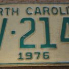1976 AV 2146 North Carolina license plate