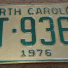 1976 AT 9362 North Carolina license plate