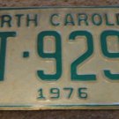 1976 AT 9293 North Carolina license plate
