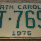 1976 AT 7694 North Carolina license plate