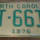 1976 AT 6613 North Carolina license plate