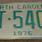 1976 AT 5404 North Carolina license plate