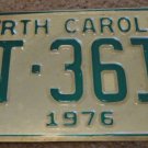 1976 AT 3610 North Carolina license plate