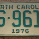 1976 AS 9618 North Carolina license plate