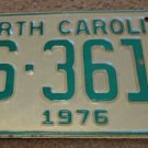 1976 AS 3619 North Carolina license plate