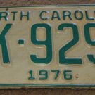 1976 AK 9293 North Carolina license plate