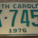 1976 AK 7450 North Carolina license plate
