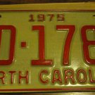 NOS 1975 DD 1784 North Carolina license plate new old stock
