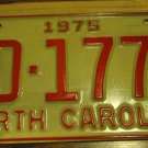 NOS 1975 DD 1779 North Carolina license plate new old stock