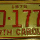 NOS 1975 DD 1778 North Carolina license plate new old stock