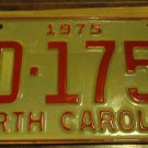 NOS 1975 DD 1751 North Carolina license plate new old stock