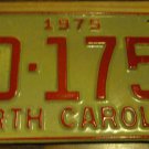 NOS 1975 DD 1750 North Carolina license plate new old stock