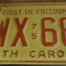 1975 CWX 686 North Carolina license plate with 1981 and September stic