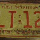 1975 CLT 120 North Carolina license plate with 1982 and March sticker