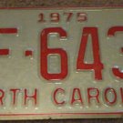 1975 AF 6433 North Carolina license plate