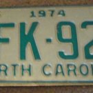 1974 HFK 928 North Carolina license plate
