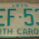 1974 HEF 537 North Carolina license plate