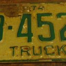 1974 FB 4522 North Carolina farm truck license plate