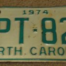 1974 EPT 822 North Carolina license plate
