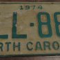 1974 DLL 887 North Carolina license plate