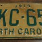 1974 DKC 657 North Carolina license plate