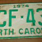 1974 DCF 430 North Carolina license plate