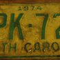 1974 CPK 722 North Carolina license plate