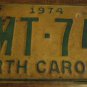 1974 CMT 744 North Carolina license plate