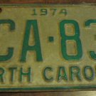1974 CCA 839 North Carolina license plate