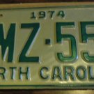 NOS 1974 BMZ 551 North Carolina license plate new old stock