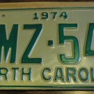NOS 1974 BMZ 541 North Carolina license plate new old stock