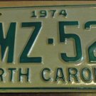 NOS 1974 BMZ 521 North Carolina license plate new old stock