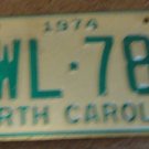 1974 AWL 784 North Carolina license plate