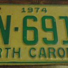 1974 AN 6919 North Carolina license plate