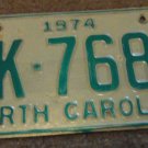1974 AK 7687 North Carolina license plate